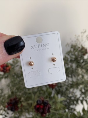 PremiumPort Parlak Metal Top Küpe, Şık ve Modern Takı, Günlük ve Davet Kombini