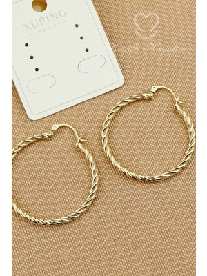 PremiumPort Şık Burgu Halka Küpe, 3cm, Kararmaz, Parlak ve Zarif Tasarım