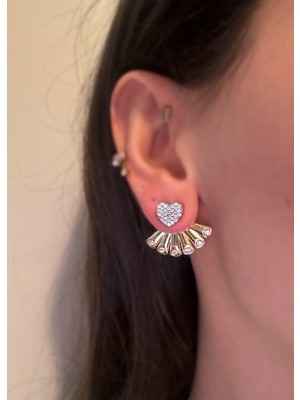 PremiumPort Şık Kadın Kalp Detaylı Yüzük ve Küpe Takımı