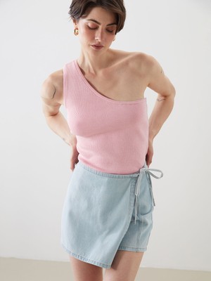 Lc Waikiki Yeni Sezon Tek Omuz Crop Kadın Triko Atlet