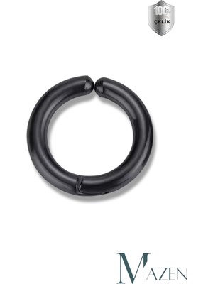 PremiumPort Siyah Sıkıştırmalı Paslanmaz Çelik Unisex Ear Cuff Küpe (1 Adet)