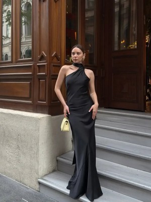 Savorzy Uzun Saten Elbise