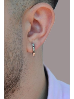 PremiumPort Şık Erkek Antik V Model Çelik Küpe, Modern ve Dayanıklı Tasarım