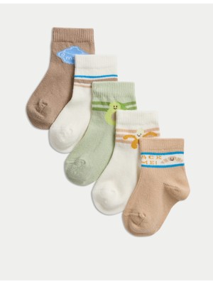 Marks & Spencer ​5'li Pamuk Karışımlı Kahvaltı Temalı Bebek Çorapları (0-3 Yaş)​