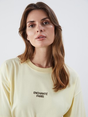 Lc Waikiki Yeni Sezon Bisiklet Yaka Paris Baskılı Oversize Kadın Tişört