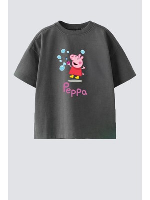 Monila Kız Çocuk Pamuklu Bisiklet Yaka Baskılı T-Shirt