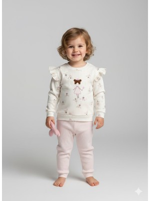 Peri Baskılı Kolları Fırfırlı Bebek Ikili Takım