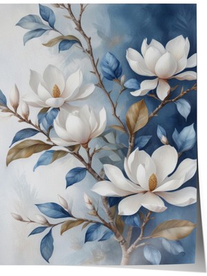 Zestia Poster Beyaz Manolya Dalları Salon Dekoru