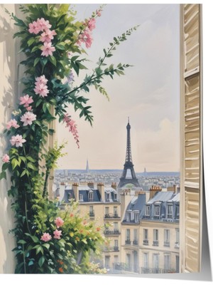 Zestia Poster Paris Penceresi Salon Dekoru