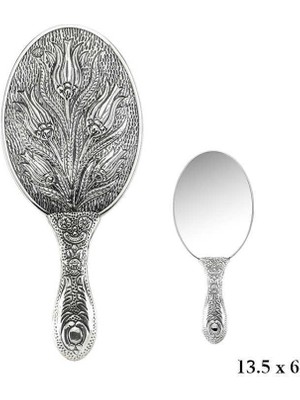 FRY 925 Ayar Gümüş Lale Motifli El Aynası KR2550021 (770)