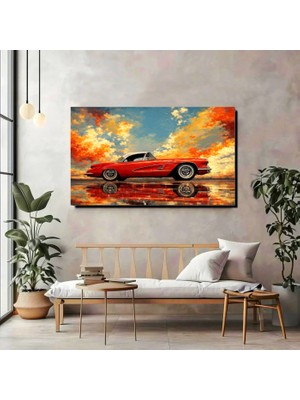 Artprinta Klasik Kırmızı Araba Kanvas Tablo – Vintage Otomobil & Sanatsal Duvar Dekoru