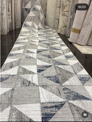 Nesrin Jel Kaymaz Taban Kesme Halı Yolluk Mavi Makinede Yıkanabilir