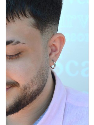 PremiumPort Şık Erkek Çelik Halka Küpe, Gümüş Renkli, 2mm Bombeli, 12MM Iç Çap