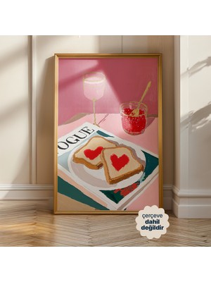 Persona Istanbul Artificial Collection "fashionista Brunch" - Vogue ve Kalpli Tostlar Posteri (Çerçevesiz)