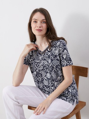 Lc Waikiki Yeni Sezon V Yaka Desenli Bluz