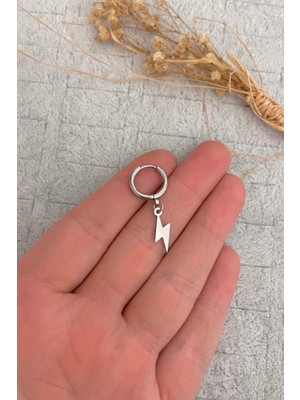 PremiumPort Şimşek Figürlü Unisex Sallantılı Çelik Halka Küpe