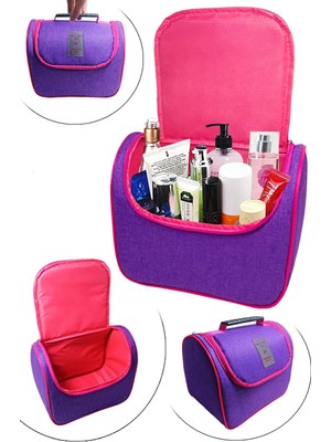 Helen's Home Tutma Kollu Geniş Iç Hacimli Kozmetik Makyaj Çantası Seyahat Seti Aksesuar Düzenleyici 24X21X15 cm