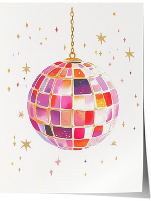 Zestia Poster Retro Disko Topu Genç Odası Dekoru