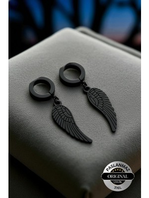 PremiumPort Sıkıştırmalı Mıknatıslı Kanat Model Unisex Çelik Küpe 1 Adet