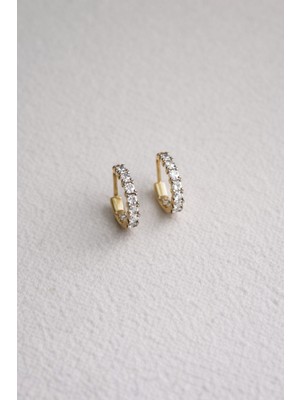 PremiumPort Rose Gold Çelik Elmas Model Sıra Taşlı Halka Niva Küpe, Kadınlar Için Zarif Takı