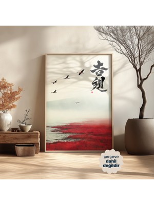 Persona Istanbul Artificial Collection "sislerin Ardındaki Kızıl" - Turnalar ve Zen Posteri (Çerçevesiz)