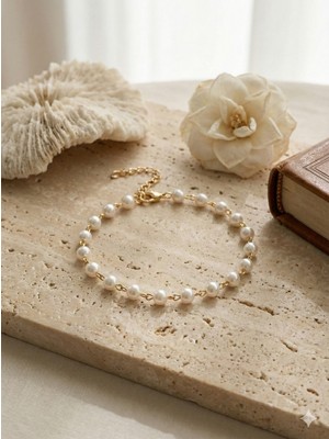 Inci Boncuk Detaylı Zincir Bileklik