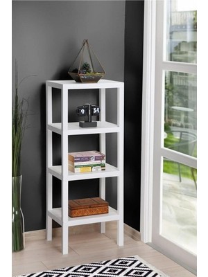 Mutfak Köşesi -Ombeg Dekoratif 4 Katlı Plastik Çok Amaçlı Banyo, Balkon Düzenleyici Saksılık Kitaplık