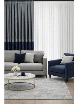 Perde Merkezi Istanbul Mavi Pano Fon 1/3 Pile (Tek Kanat)