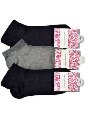 Vexor Siyah ve Gri Kadın Bilek Çorap 3 Çift