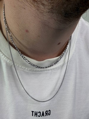 Arvens Erkek Ikili Zincir Kolye Renk Atmaz Kararmaz Paslanmaz Çelik Kombinlenebilir Çelik Kolye