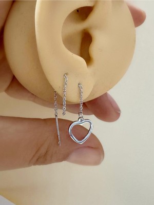 PremiumPort Sterling Çelik Iki Delikli Zincir Küpe, Şık ve Zarif Takı Seçeneği