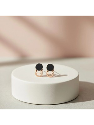 BG Jewellery Tasarım Rose Çelik Küpe
