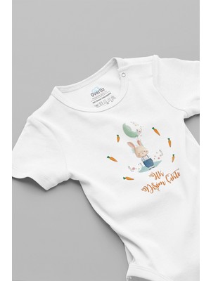 Overoz Ilk Dişim Çıktı Baskılı Kısa Kollu Beyaz Bebek Body Zıbın 5602