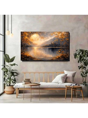 Artprinta Sonbahar Göl Manzarası Kanvas Tablo – Doğal & Huzur Veren Duvar Dekoru