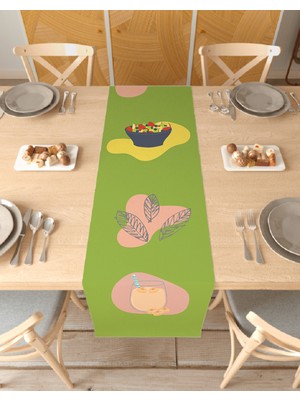 Greendecor Çiçek Bohem Desenli Özel Tasarım Runner Dijital Baskılı Dekoratif Masa Örtüsü Şık Ev Dekorasyonu