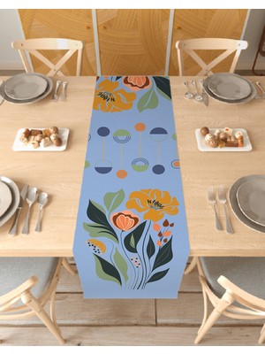 Greendecor Çiçek Bohem Desenli Özel Tasarım Runner Dijital Baskılı Dekoratif Masa Örtüsü Modern Ev Dekorasyonu