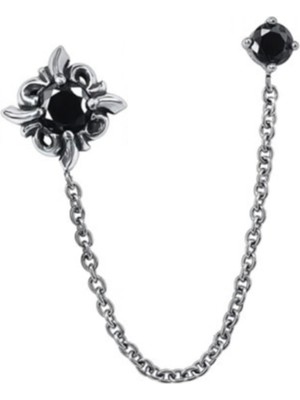 PremiumPort Şık Çiçek Gotik Zincirli Sallantılı Çelik Küpe, Zarif ve Modern Tasarım