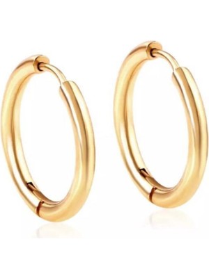 PremiumPort Kadın 316L Çelik 14MM Altın Sarısı Halka Küpe