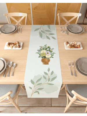 Greendecor Çiçek Bohem Desenli Özel Tasarım Runner Dijital Baskılı Dekoratif Masa Örtüsü Şık Ev Dekorasyonu
