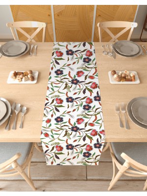 Greendecor Çiçek Bohem Desenli Özel Tasarım Runner Dijital Baskılı Dekoratif Masa Örtüsü Modern Ev Dekorasyonu