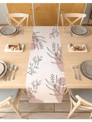 Greendecor Bohem Çiçek Yaprak Dalga Deniz Güneş Su Ay Desenli Özel Tasarım Runner Dijital Baskılı Masa Örtüsü