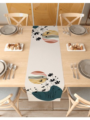 Greendecor Çiçek Bohem Desenli Özel Tasarım Runner Dijital Baskılı Dekoratif Masa Örtüsü Modern Ev Dekorasyonu