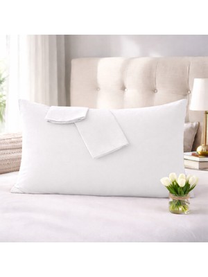 Lila Moon Beyaz Renkli Pamuklu Ranforce Kumaştan Yastık Kılıfı (2ADET)