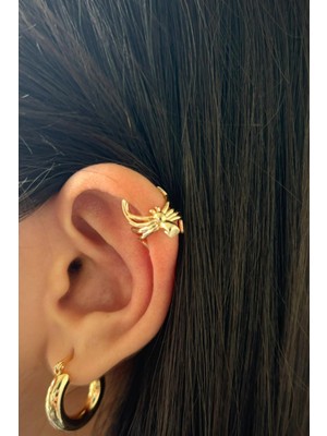 PremiumPort Kadın Örümcek Desenli Sıkıştırmalı Earcuff Kıkırdak Küpe