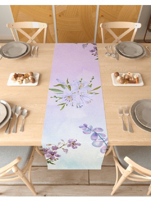 Greendecor Çiçek Bohem Desenli Özel Tasarım Runner Dijital Baskılı Dekoratif Masa Örtüsü Modern Ev Dekorasyonu