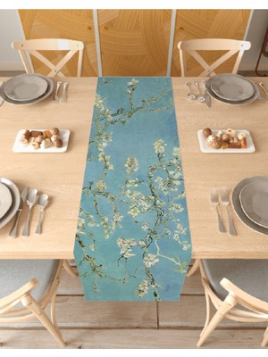 Greendecor Van Gogh Badem Ağacı Desenli Baskılı Masa Runner Dijital Baskılı Modern Masa Örtüsü 40X150CM