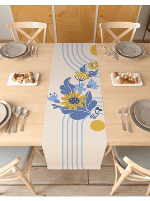 Greendecor Çiçek Bohem Desenli Özel Tasarım Runner Dijital Baskılı Dekoratif Masa Örtüsü Modern Ev Dekorasyonu