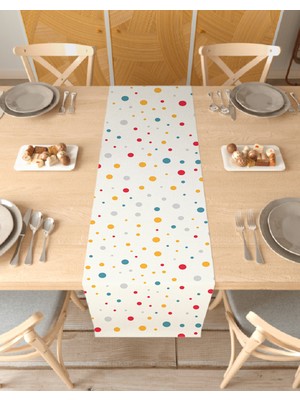 Greendecor Sade Pastel Bohem Desenli Özel Tasarım Runner Dijital Baskılı Dekoratif Masa Örtüsü Ev Dekorasyonu