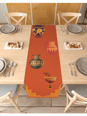 Greendecor Afrika Etnik Bohem Desenli Özel Tasarım Runner Dijital Baskılı Dekoratif Masa Örtüsü Ev Dekorasyonu