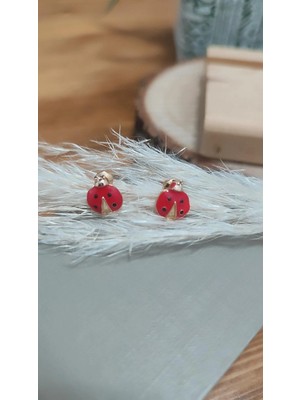 PremiumPort Parlak Çelik Uğur Böceği Kız Çocuk/bebek Küpesi, Şık ve Dayanıklı Tasarım